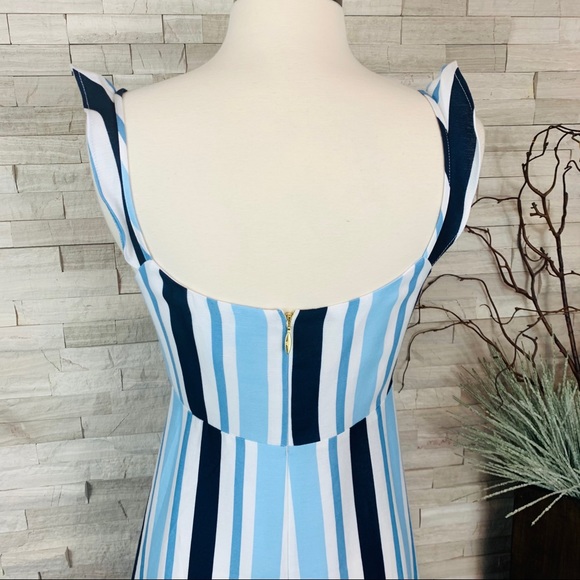 Draper James NWT Stripe Midi Dress White/Blue $250 - Picture 7 of 14